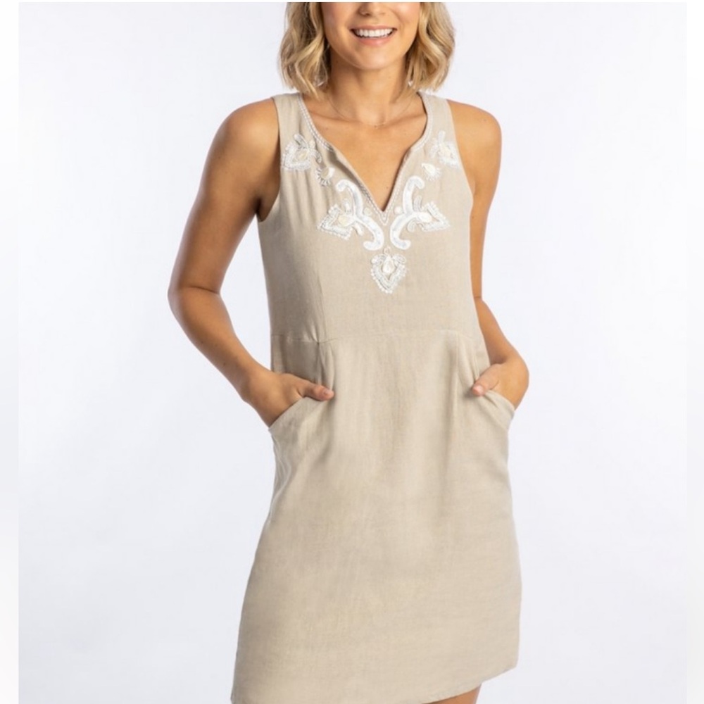 NWT Tommy Bahama | Dancing Diamond Linen Shift Dress | Tan Size XS